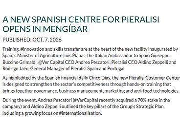 A New Spanish Centre for Pieralisi Opens in Mengíbar